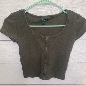 army green crop top
